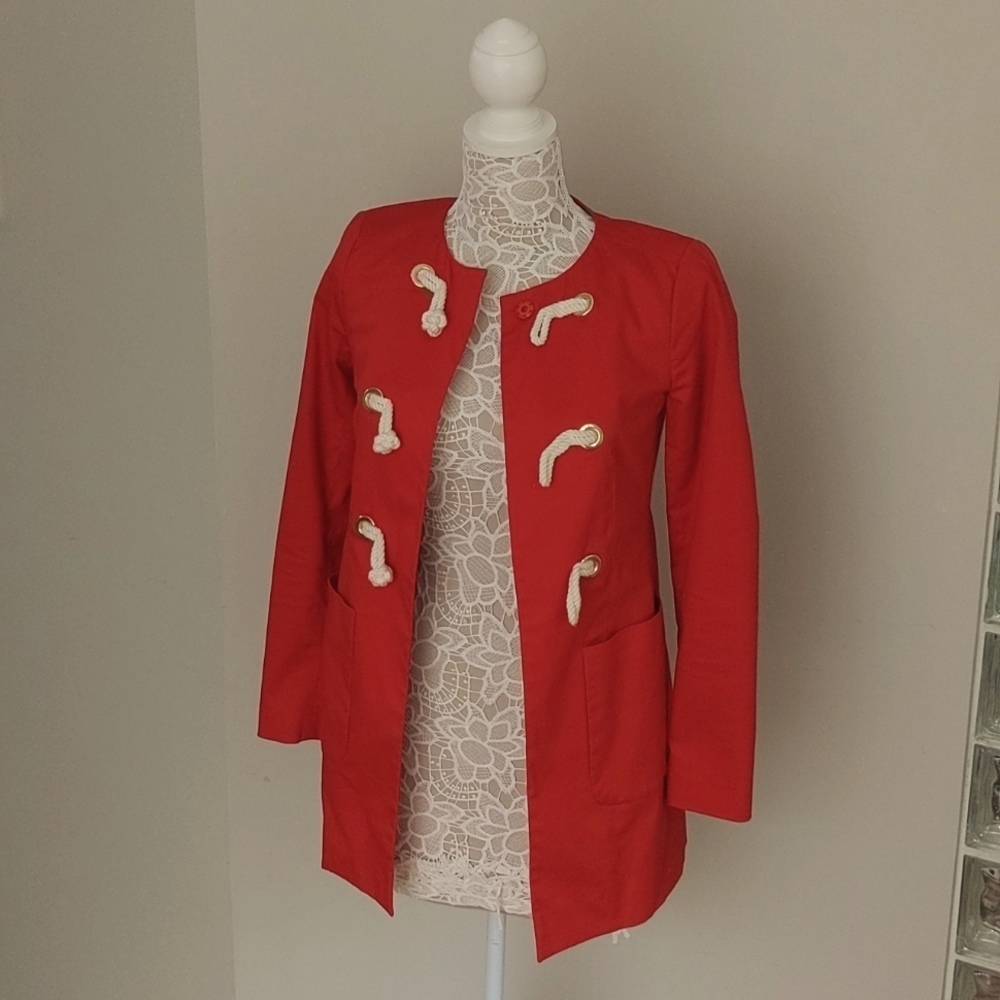 J. Crew Red Cotton Nautical Top Coat 00